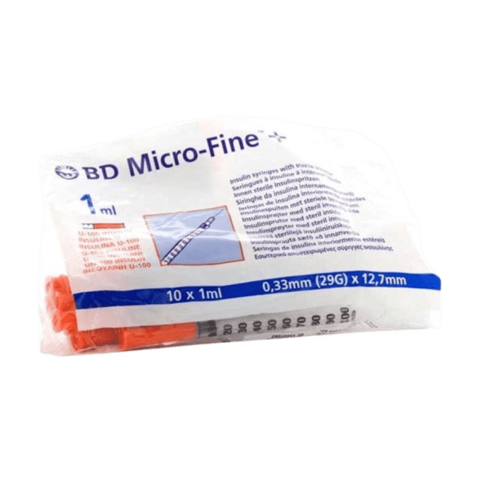 B-D Microfine Insulin Syringes 1ml x 12.7mm 29G (10)