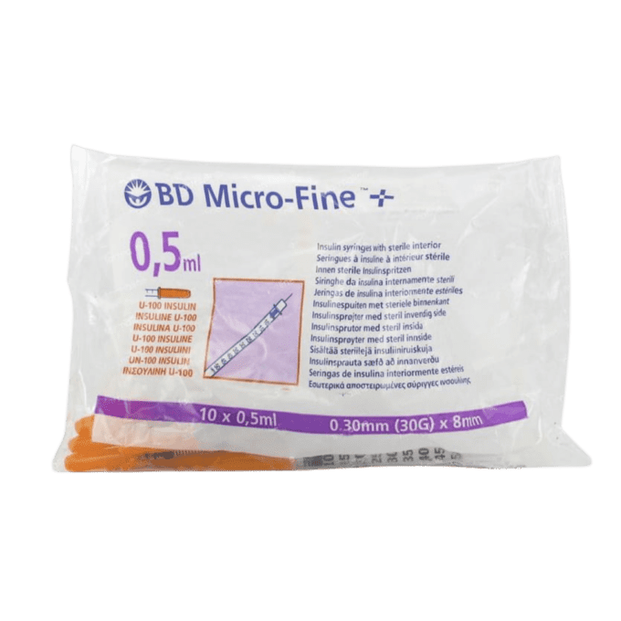 B-D Microfine Insulin Syringes 0.5ml x 8mm 30G (10)
