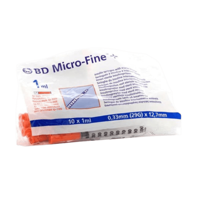 B-D Microfine Insulin Syringes 1ml x 12.7mm 29G (10)