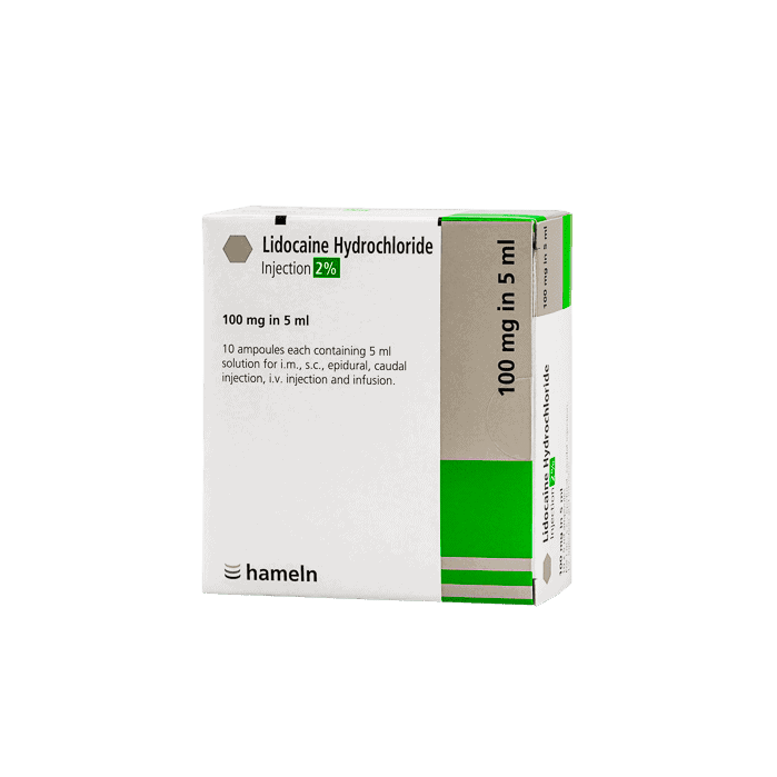 Lidocaine 2 Hydrochloride Ampoules 5ml (10) Teleta Pharma